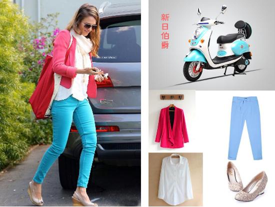 春季穿搭新日电动车_赵丽颖代言新日电动车图片_新日电动车春装搭配